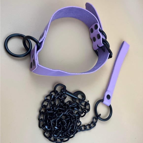 Purple Punk Leather leash Harness for Dog New - Picture 2 of 2